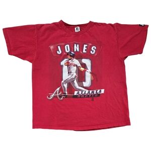 Vintage Starter Chipper Jones Red Atlanta Braves XL Tshirt